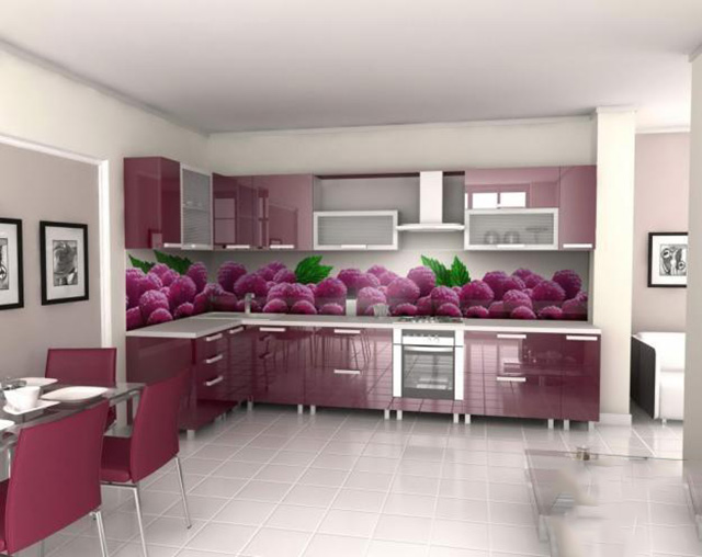 Mẫu 3: Kính ốp bếp hoa văn